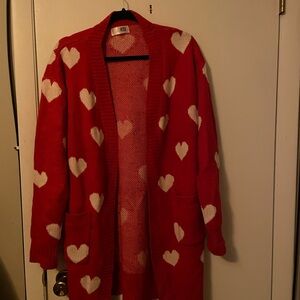 Vici Red Heart Patterned Cardigan